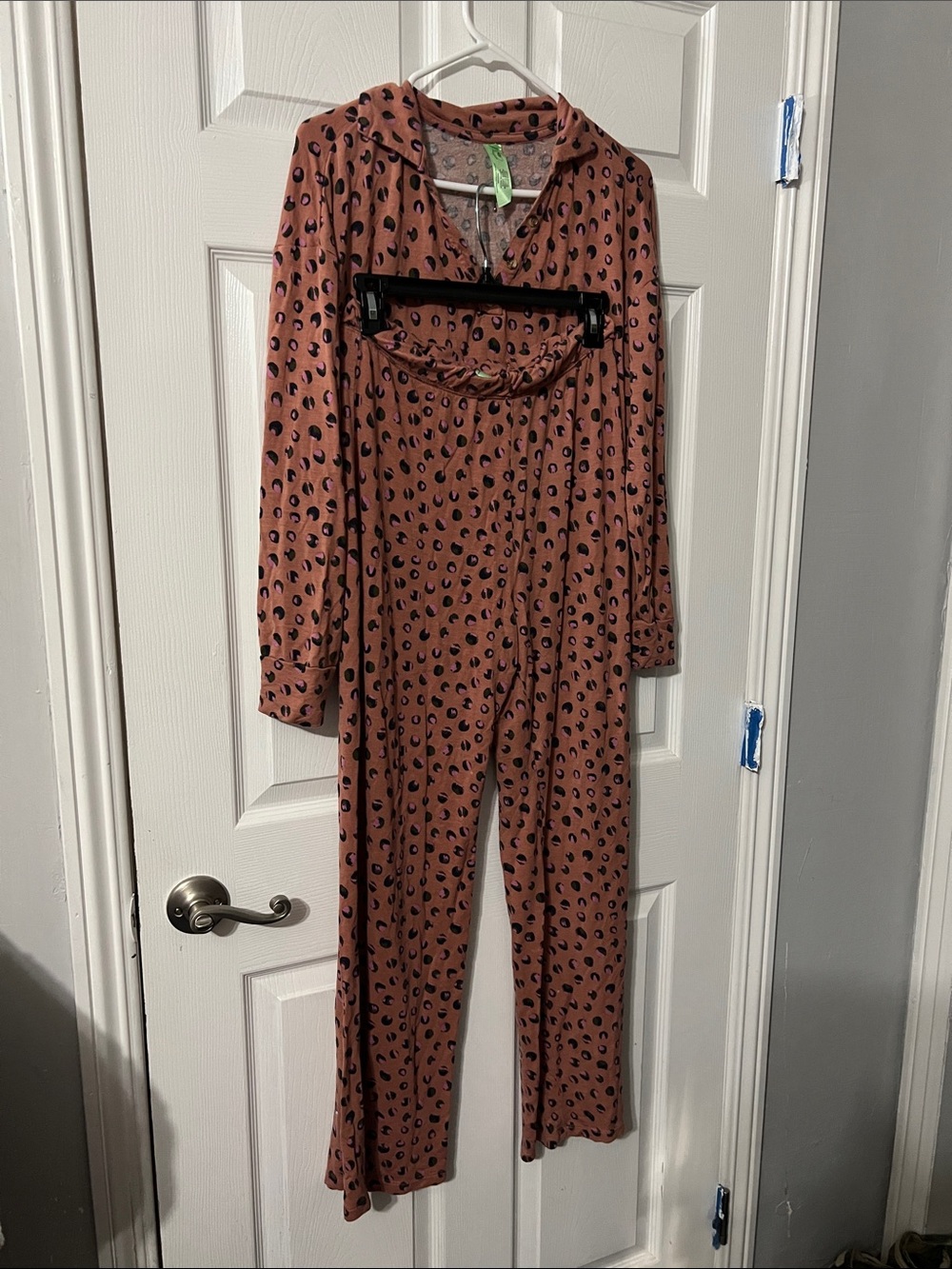 Honeydew USA Rust Leopard Print Hooded Pajama Set